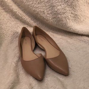 Nine West Leather Camel/Nude Pointed Toe Flat, Size 11